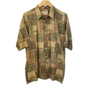 Tori Richard Medallion Print Cotton Lawn Aloha Hawaiian Shirt